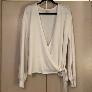 White wrap sweater